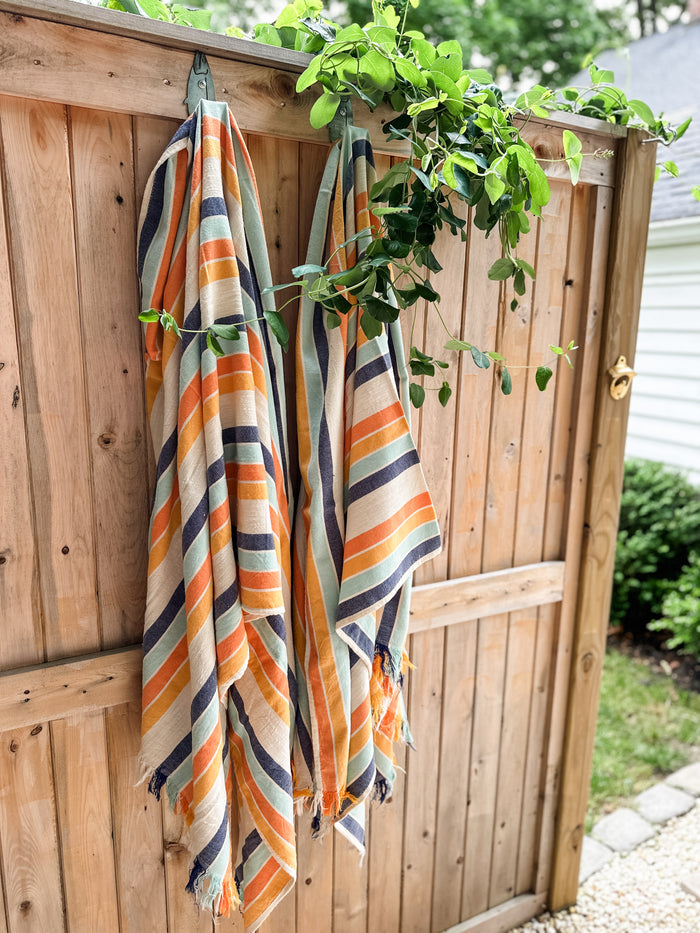 Cotton Towel w/ fringe -Stripe