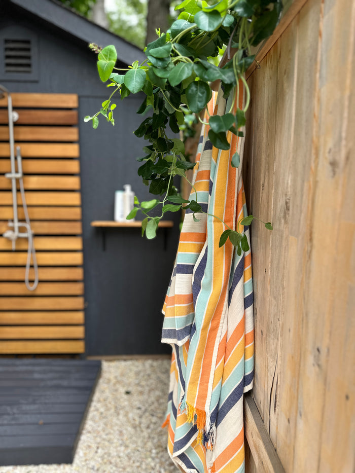 Cotton Towel w/ fringe -Stripe