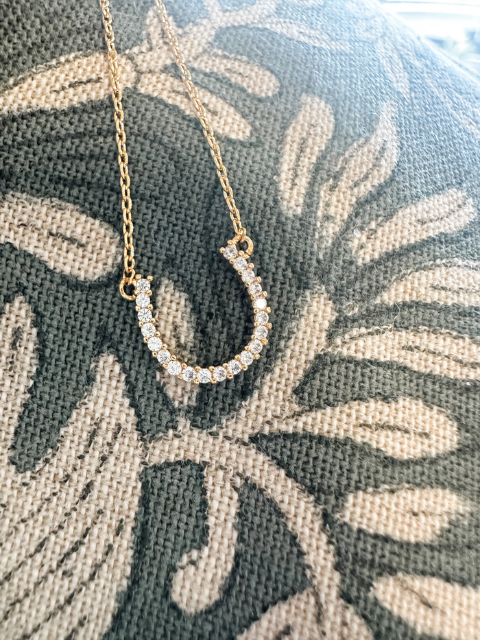 CZ Embedded Horseshoe Necklace