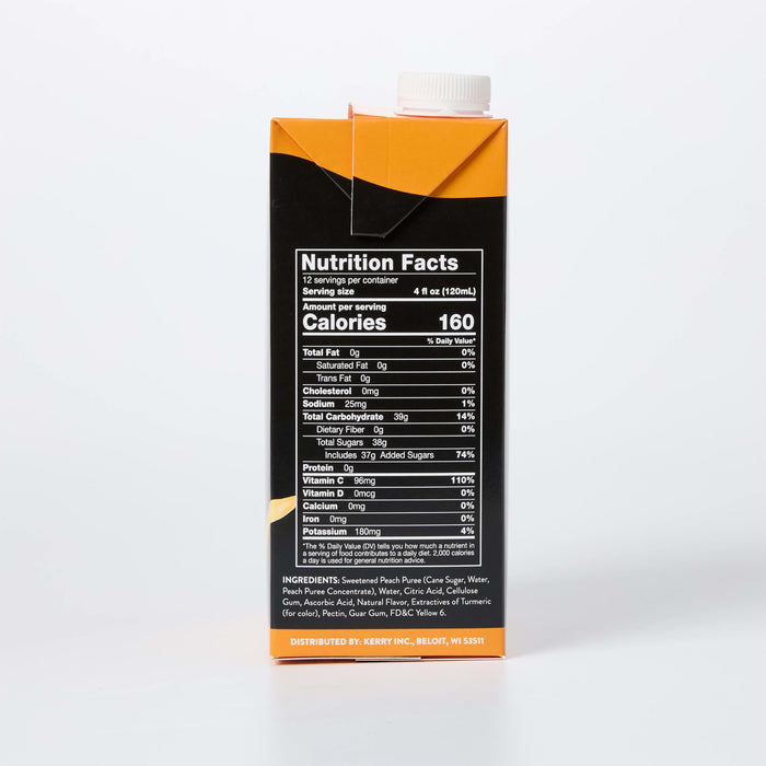 Side of packaging of Davinci fruit smoothie mix with nutrition facts and ingredients on a white background