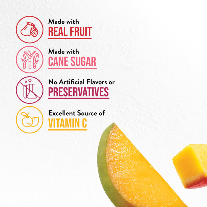 Ingredients with mango slices on a white background