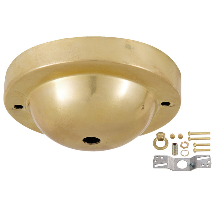 Deep Dome Shape Unfinished Brass Canopy & hardware kit with matching finish (11716U)