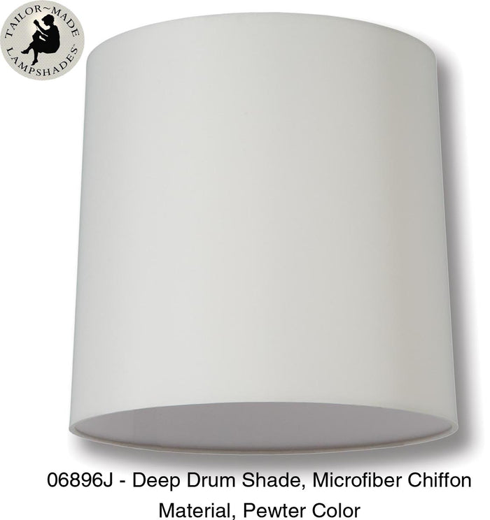 Deep Drum Hardback Lamp Shades - White Color, Microfiber Chiffon Material, Nickel Plated Washer Fitter