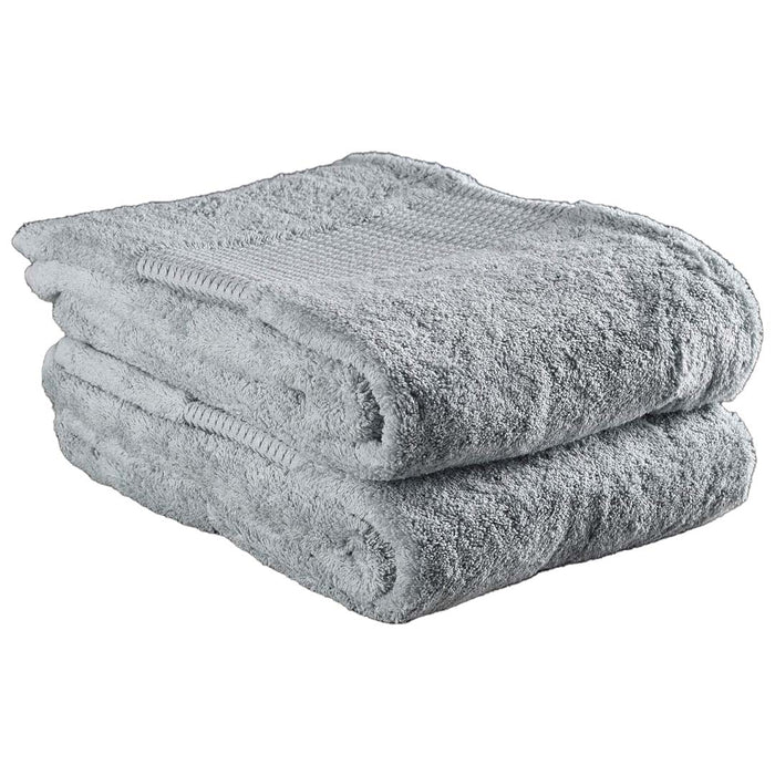 Set of 2 16 x 30 folded mineral green Delilah Home 100% Organic Cotton Hand Towels displayed on a white background