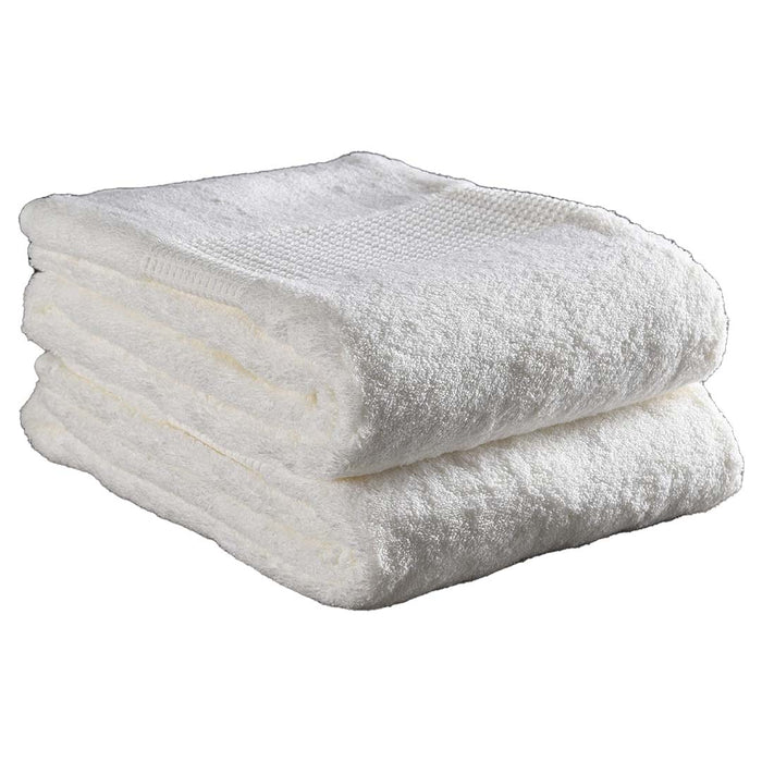 Set of 2 16 x 30 folded ivory Delilah Home 100% Organic Cotton Hand Towels displayed on a white background