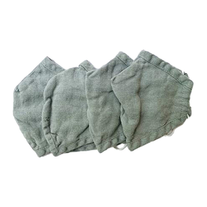 Set of 4 mineral green Delilah home 100 organic hemp essential masks displayed on a white background