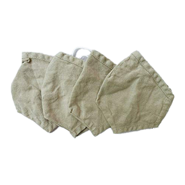 Set of 4 natural Delilah home 100 organic hemp essential masks displayed on a white background