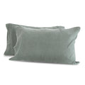 Set of 2 light gray queen Delilah Home 100 organic hemp pillowcases displayed on a white background