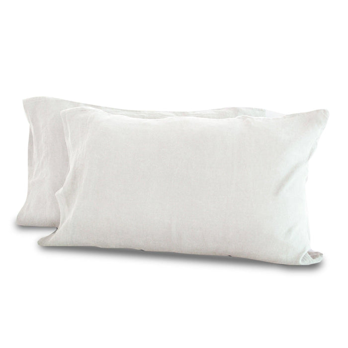 Set of 2 White queen Delilah Home 100 organic hemp pillowcases displayed on a white background