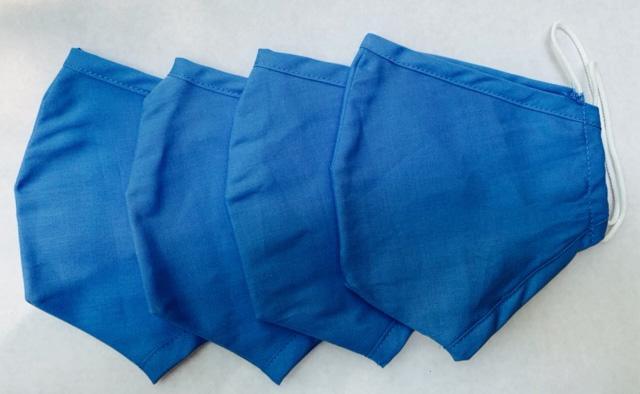 Set of 4 blue Delilah Home Essential 100% Organic Cotton Face Masks displayed on a white background