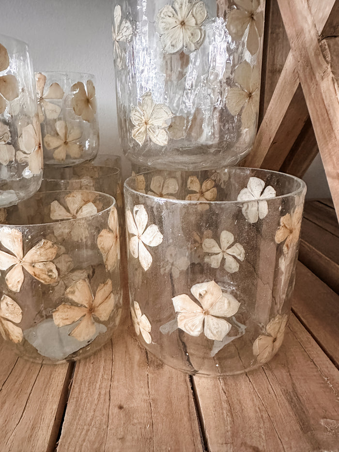 Dried Flower Glass Votive -Large