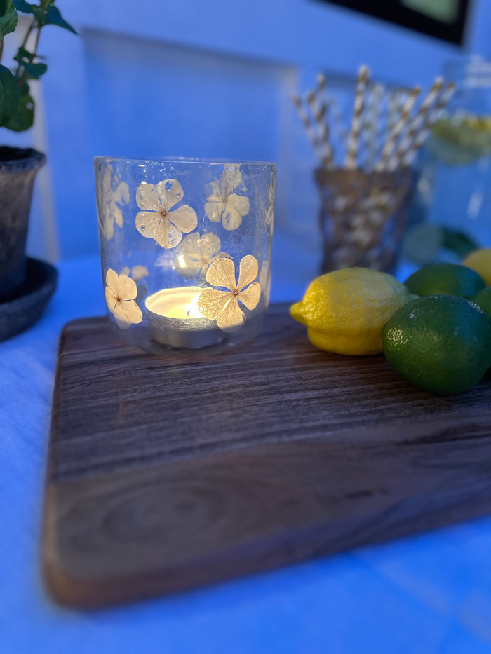 Dried Flower Glass Votive -Small