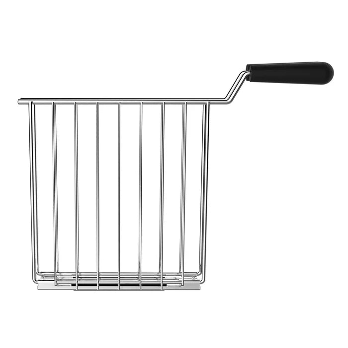Sandwich cage with a black handle on a white background