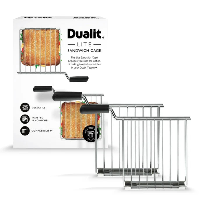 Dualit Lite Sandwich Cage packaging with a sandwich illustration on a white background