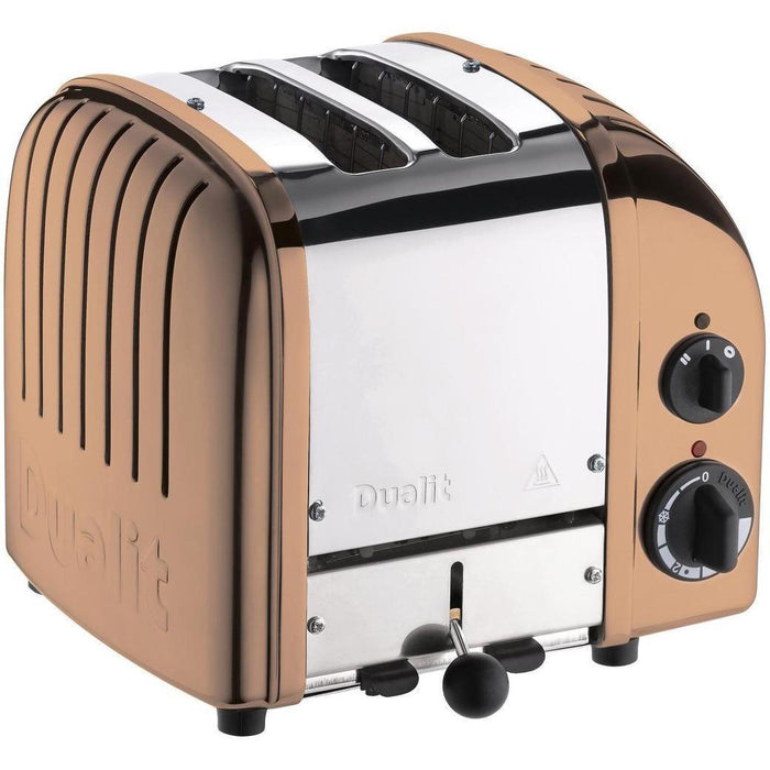 Copper Dualit New Generation 2-Slice Toaster displayed on a white background