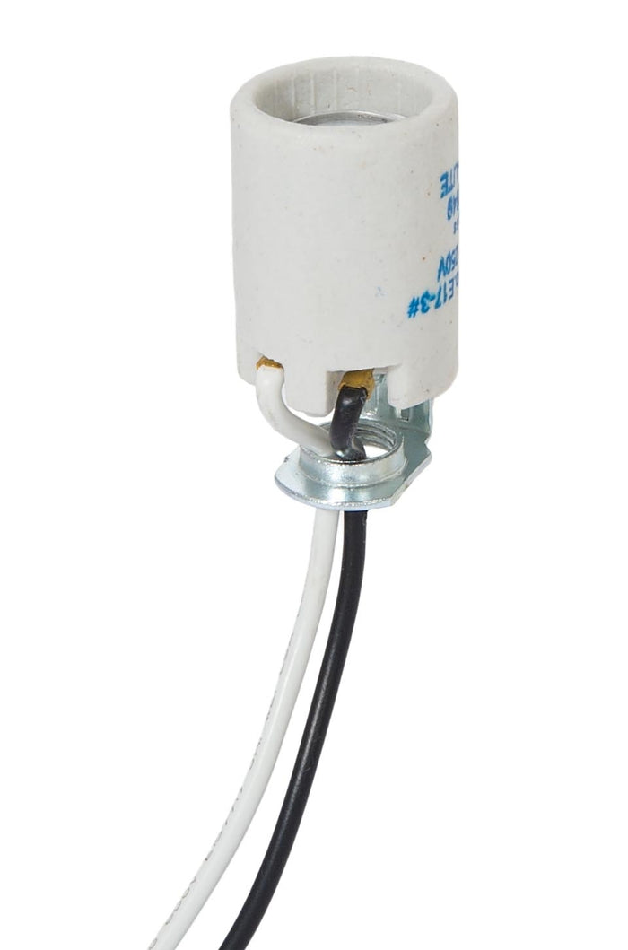 E-17 Base Keyless Unglazed Porcelain Socket with Wire Leads