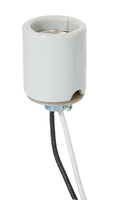E-26 Base Keyless Glazed Porcelain Socket with Wire Leads and Hickey