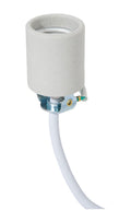 E-26 Keyless Unglazed Porcelain Socket, U-Bracket Hickey with Strain Relief