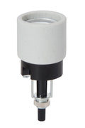 E-26 Phenolic Unglazed Porcelain Shell Socket with Bottom Turn Knob & Nipple