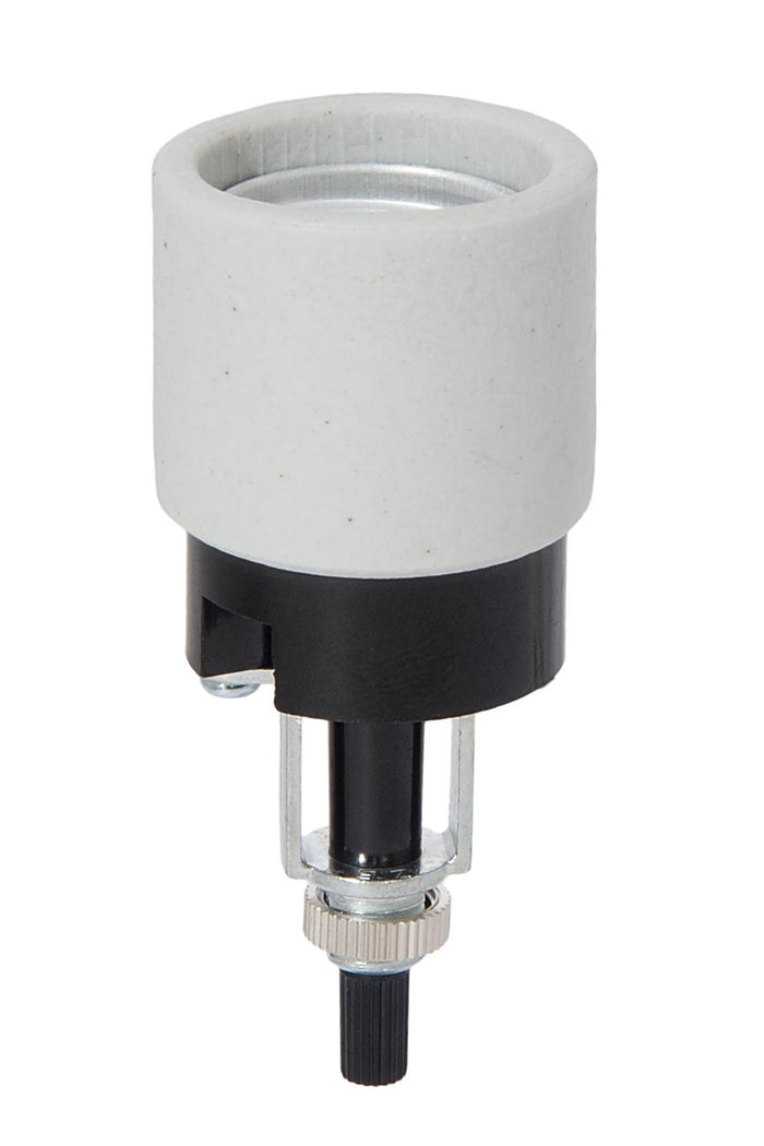 E-26 Phenolic Unglazed Porcelain Shell Socket with Bottom Turn Knob & Nipple