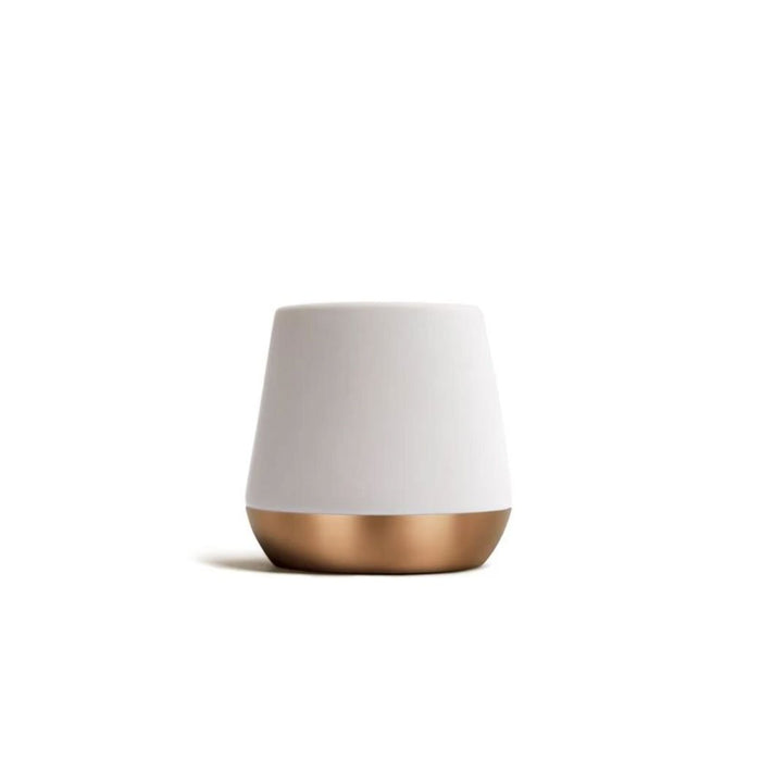 White and bronze 8oz mug on a white background