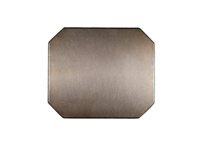 Bottom view of FINEX 8'' Cast Iron Flat Press displayed on a white background