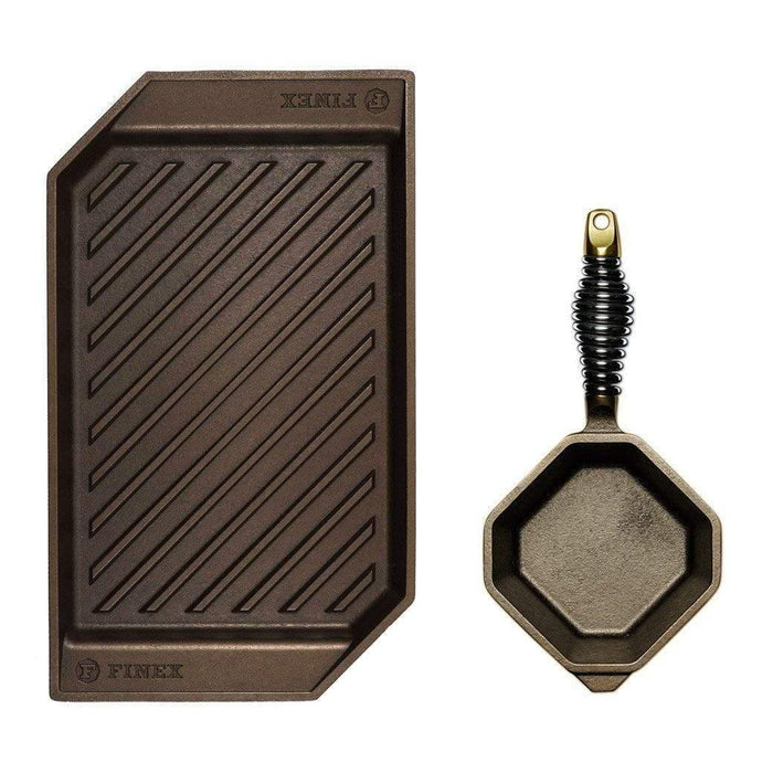 FINEX Cast Iron 2-Piece Grill and Sauce Pan Set displayed on a white background