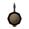 Top view of 8 inch FINEX Cast Iron Skillet with no lid displayed on a white background