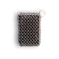 Metal chain link scrubber on a white background