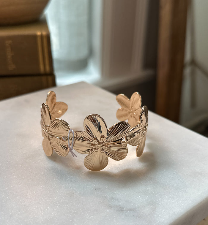 floral gold cuff bracelet