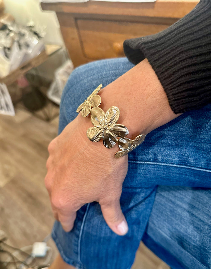 floral gold cuff bracelet