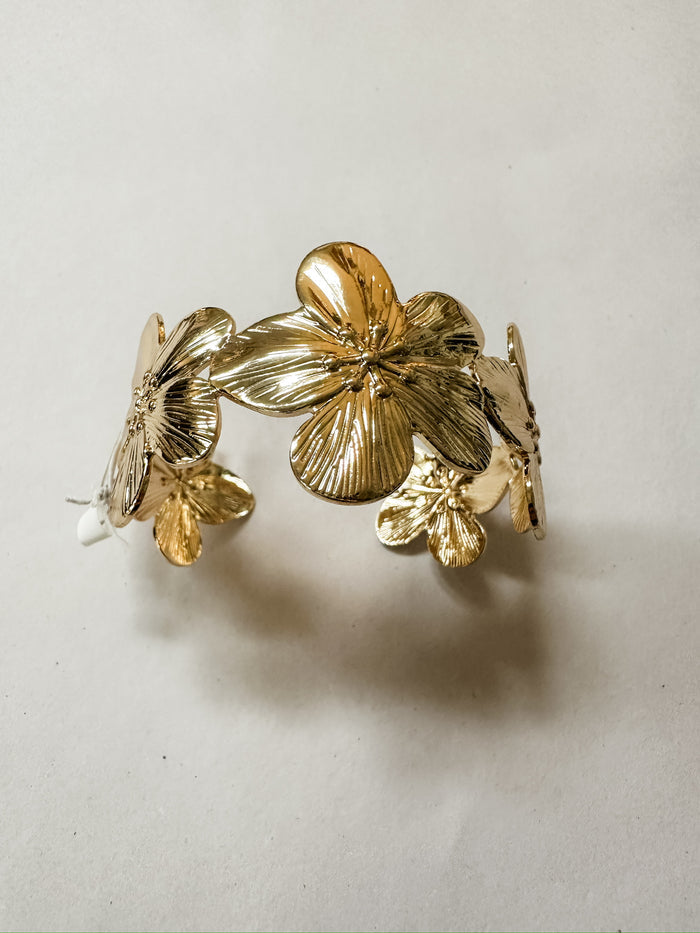 floral gold cuff bracelet