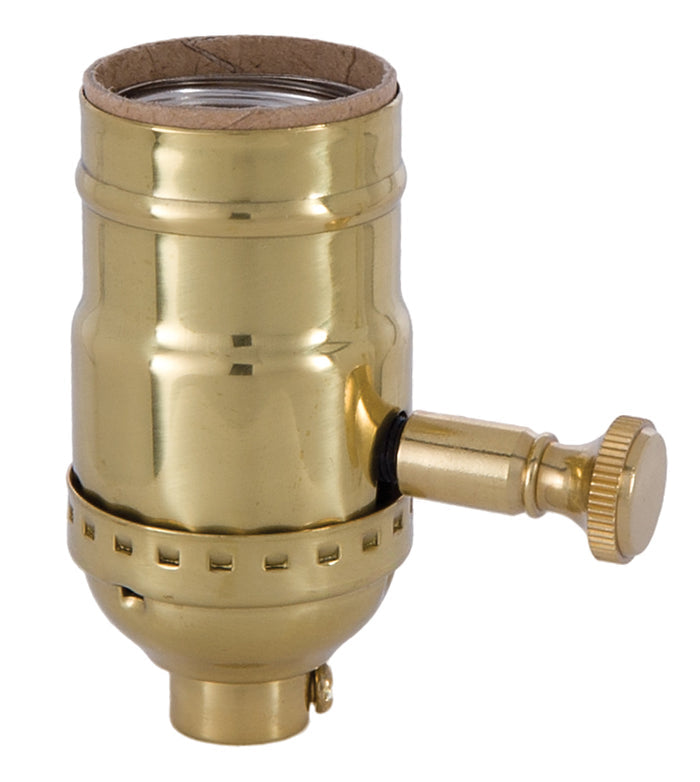 Full Dimmer Light Socket, Brass, Polished & Lacquered Finish