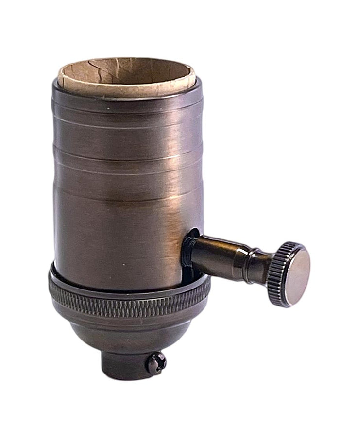 Full Dimmer, Turned Brass Premium Light Socket, Brass, Antique Bronze Finish