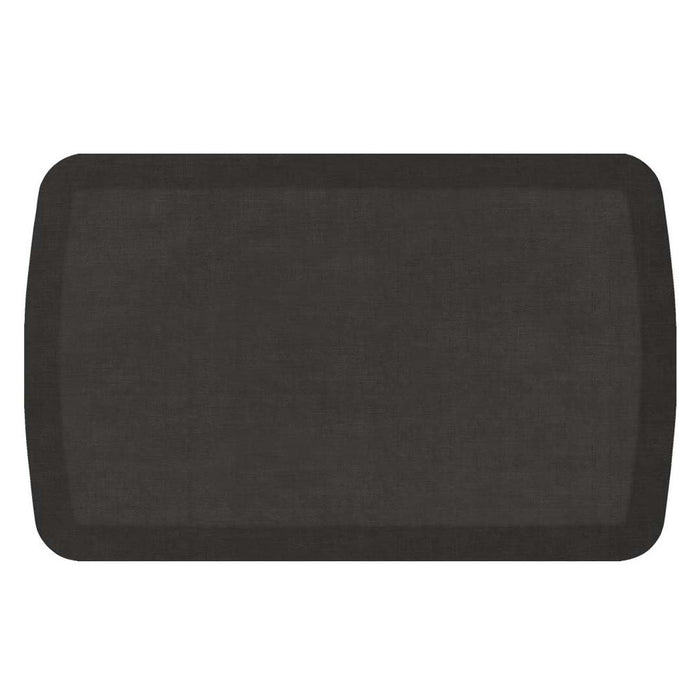 Top view of 20 x 32 gelpro woven thunder grey basics anti fatigue kitchen comfort mat displayed on a white background