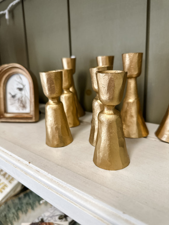 Gold candle holder- short