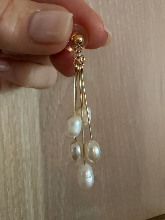 Gold + Pearl Chandelier Earrings