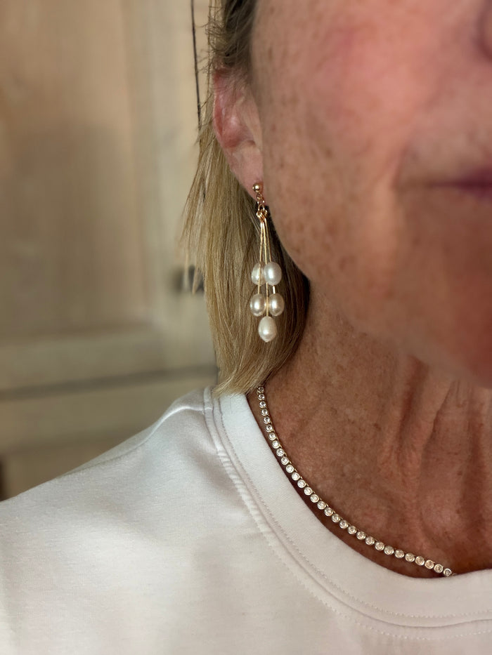 Gold + Pearl Chandelier Earrings