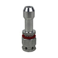 Vent piper with nut and gasket contacted to each other displayed vertically on a white background