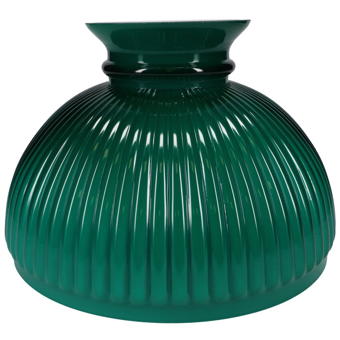 Green Over Opal, Cased Glass Rib Shade, 10 inch fitter (06587)