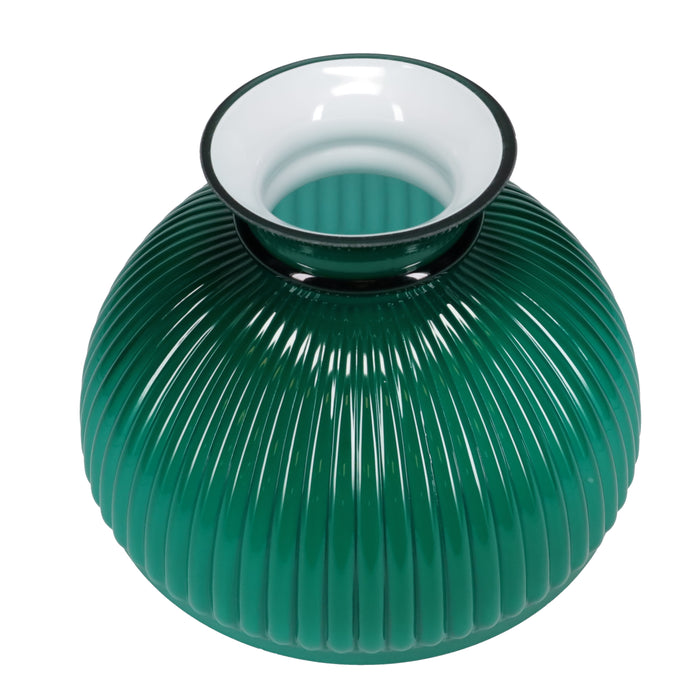 Green Over Opal, Cased Glass Rib Shade, 10 inch fitter (06587)