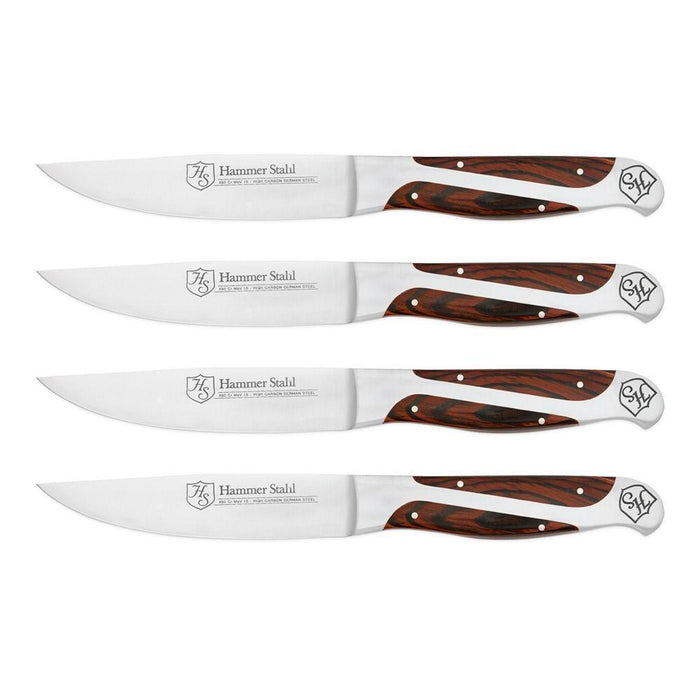 Hammer Stahl 4-Piece 5″ Robust Steak Knife Set displayed horizontally on a white background