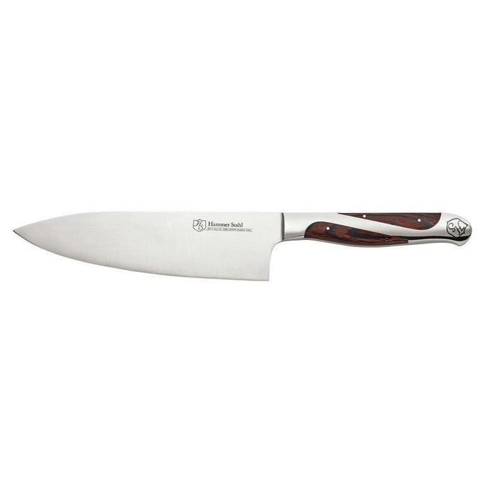 6 inch Hammer Stahl Chef Knife displayed horizontally on a white background