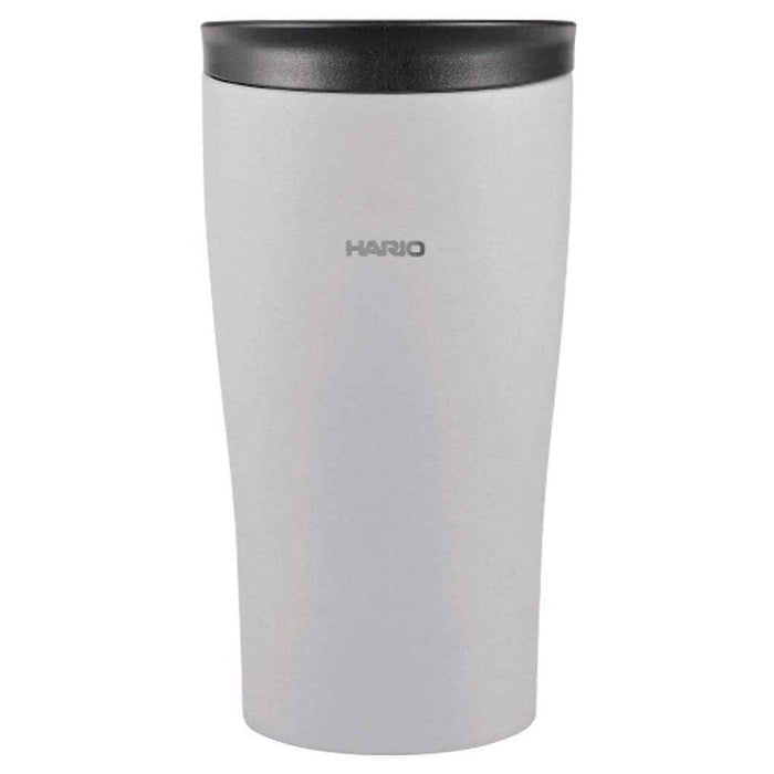 Hario gray insulated tumbler with lid displayed on a white background
