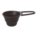 Black Hario V60 measuring spoon displayed on a white background