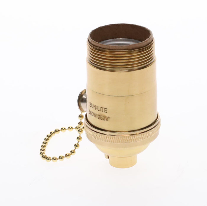 Heavy Turned Brass Socket with Polished & Lacquered Finish, On/Off Pull Chain function, UNO Thread (48255)