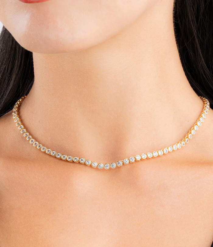 Helene Bezel CZ tennis necklace