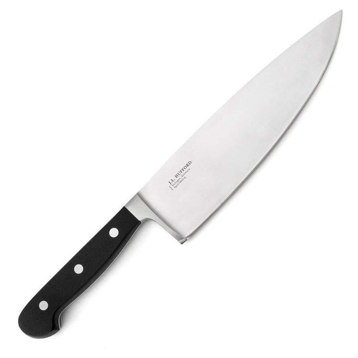 J.L. Hufford 8″ Extra Wide Chef's Knife displayed on a white background