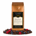1 lb Berry Swirl coffee beans bag with coffee beans, blueberries, raspberries, and chocolate in front displayed on a white background