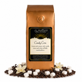 1 lb J.L. Hufford Candy Corn Coffee with coffee beans, vanilla, and marshmallows in front displayed on a white background